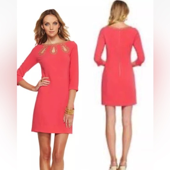 NWT 288.00 LILLY PULITZER BRONTE EMBELLISHED  DRESS WATERMELON - Picture 2 of 6